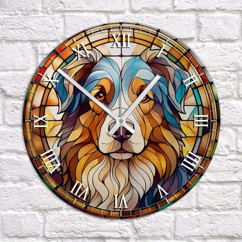 Australian Shepherd Suncatcher Effect Clock